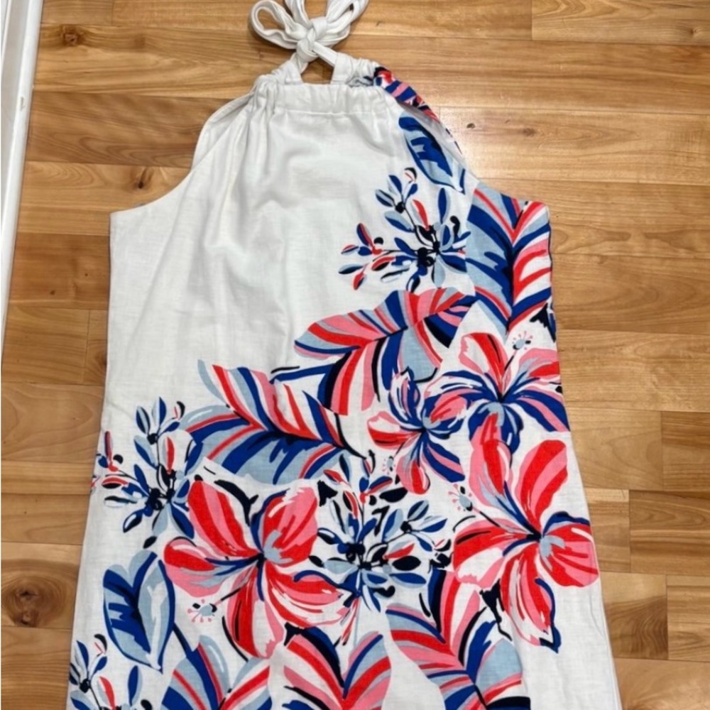 Tommy Bahama White Linen Dress with Red and Blue Accents